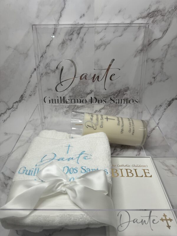 Squared Acrylic Christening Box with Personalisation