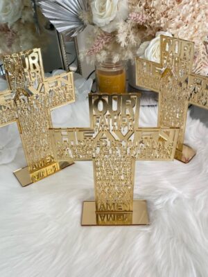 Acrylic Our Father Cross With Boarder (25cm)