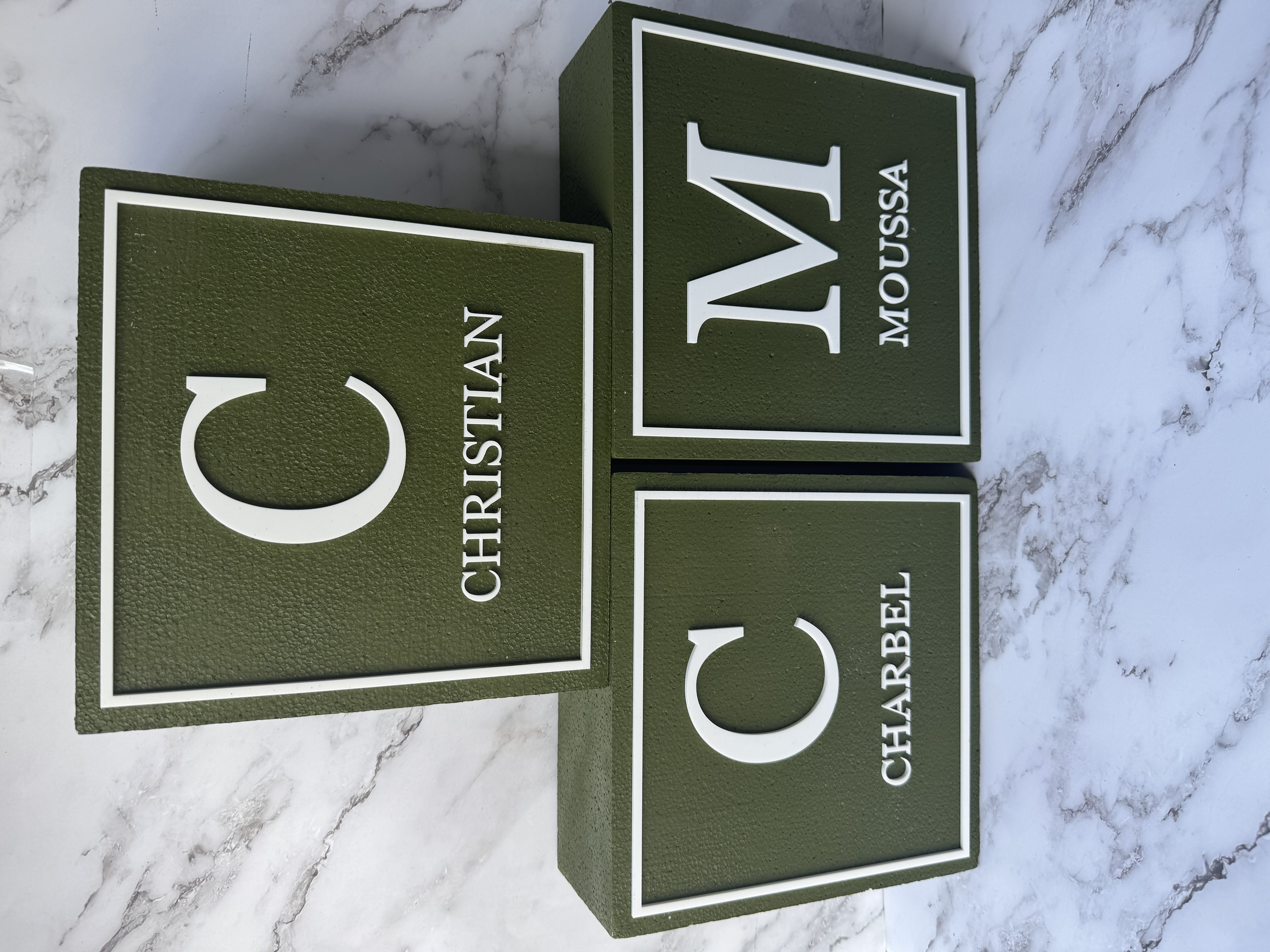 Foam acrylic name boxes