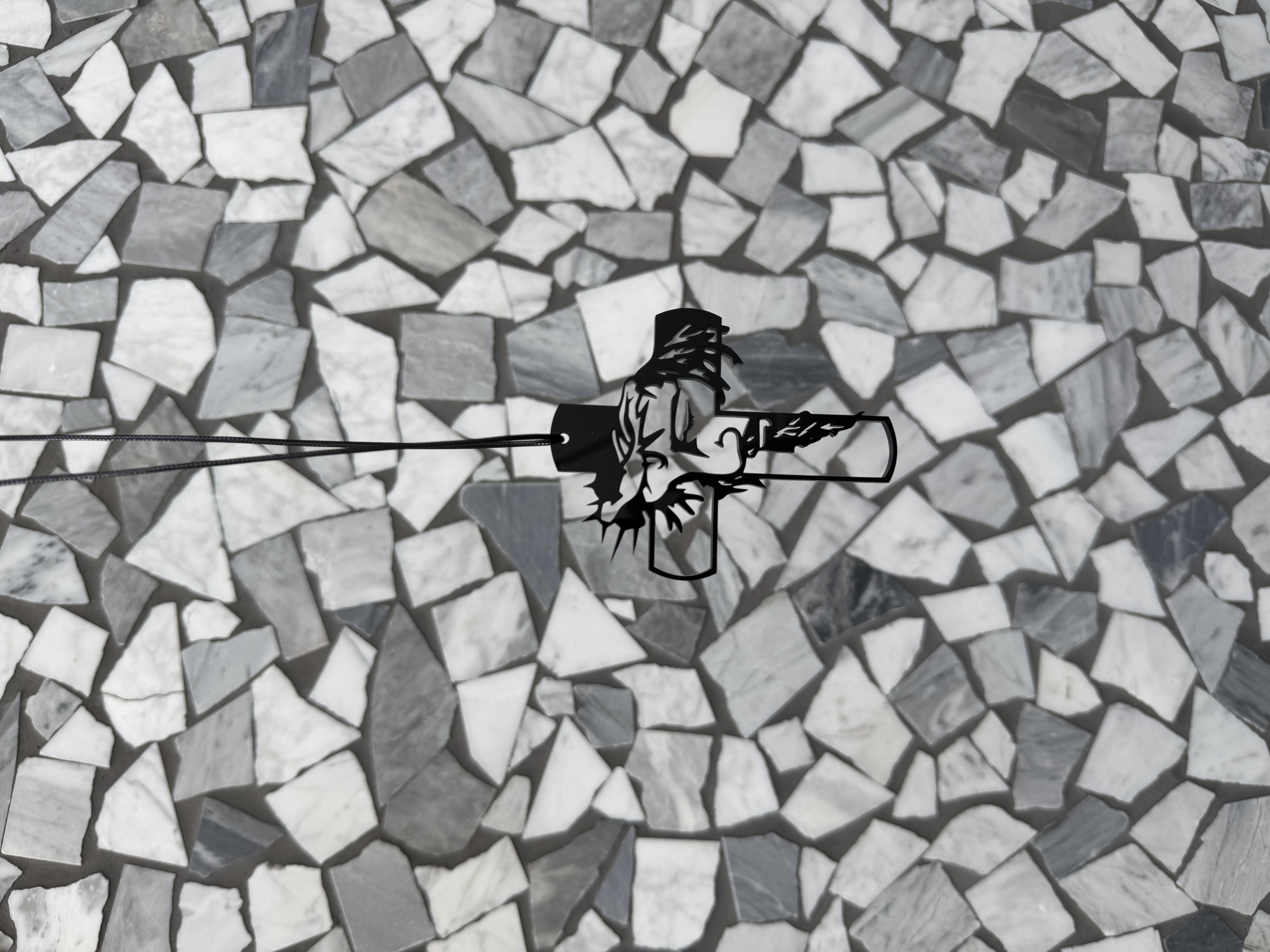 Black Laser-Cut Pendant “Cowboy with Rifle”