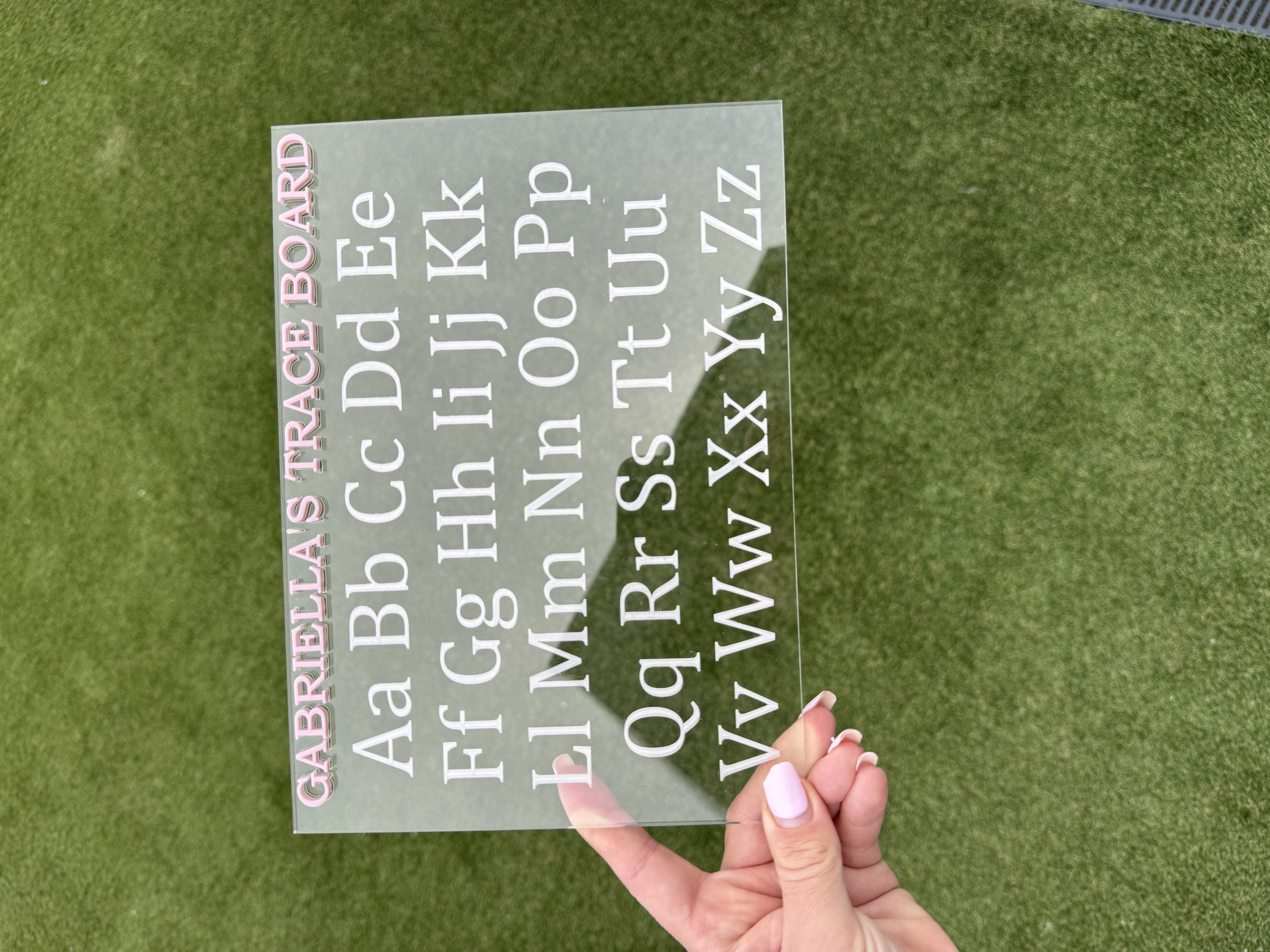 Personalised Acrylic Alphabet Trace Board “Gabriella”