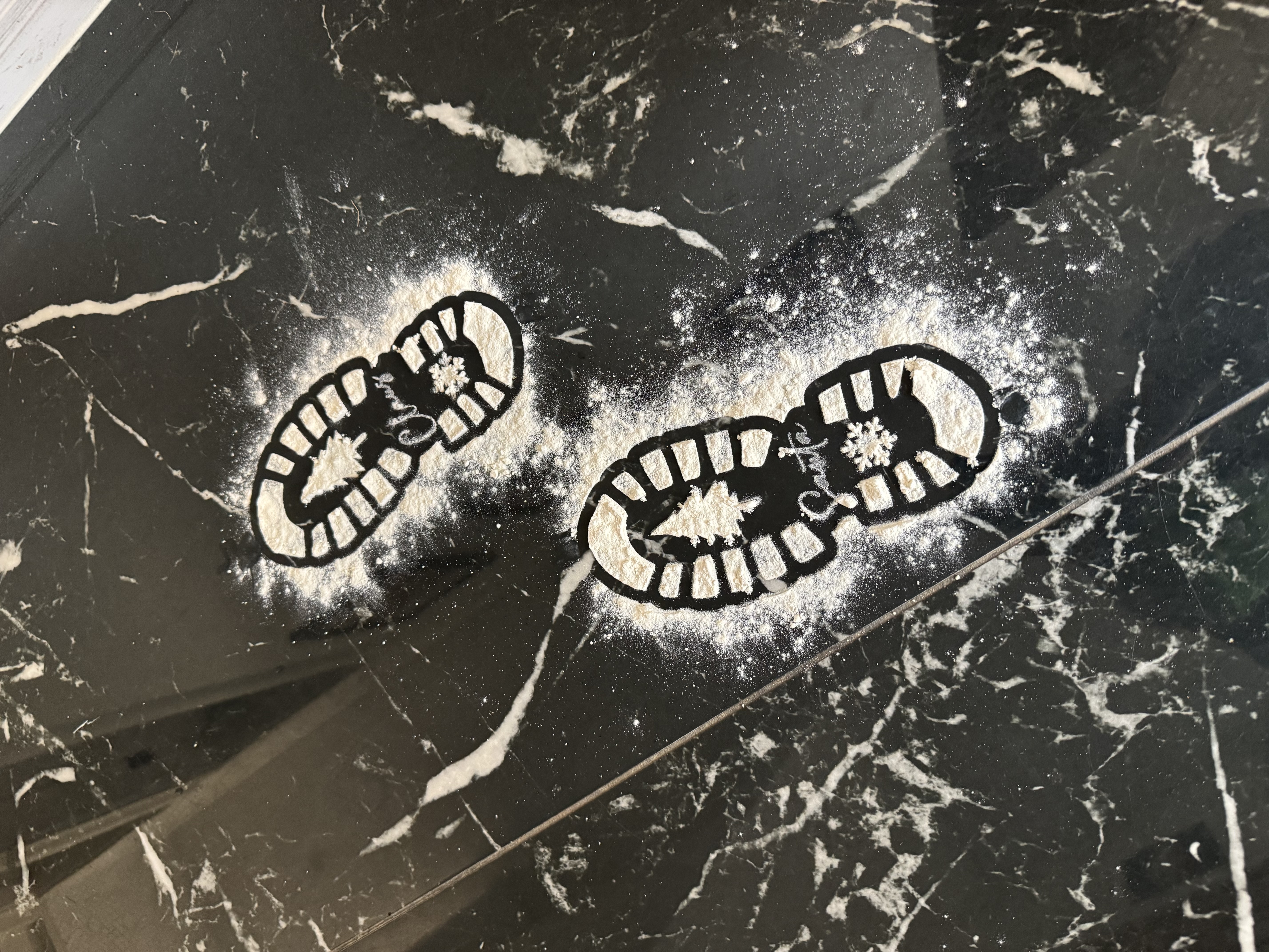 Santa Boot Print Stencils with Snow Effect