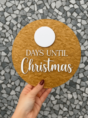 Gold Round Countdown Sign – “Days Until Christmas”