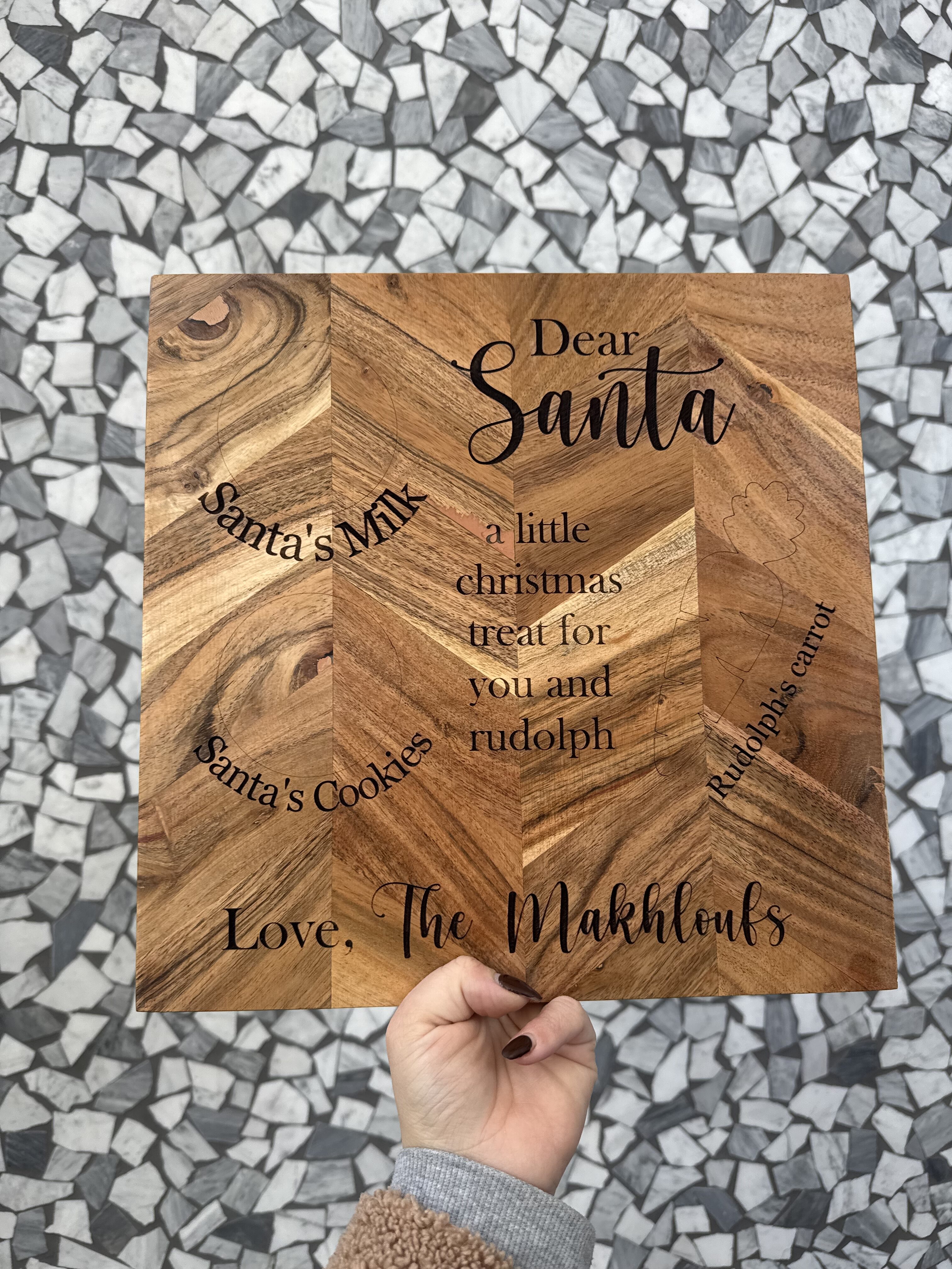 Personalized Wooden Christmas Eve Treat Board – Dear Santa, Love The Makhloufs