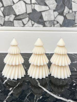 Ivory Swirl Christmas Tree Shaped Candles