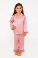 Kids Feathered Embroidery PJ Set