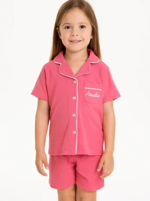 Embroided Kids Short Sleeve PJ Set