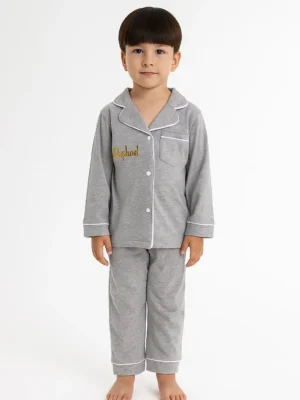 Embroidered Kids Long Sleeve PJ Set