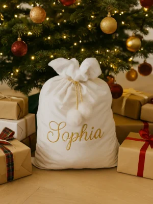 Embroidered White Santa Sack