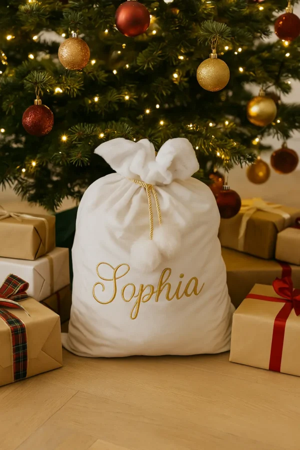 Embroidered White Santa Sack
