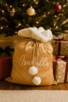 Embroidered Gold Santa Sack