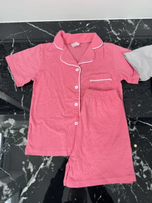 Dark Pink Cotton Short Pajama Set