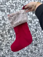 Red Santa Stocking with Brown Fluffy Cuff