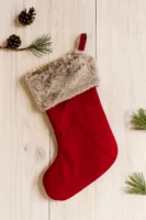 Red Santa Stocking with Brown Fluffy Cuff