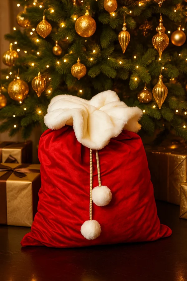 Red and white Embroidered Santa sacks