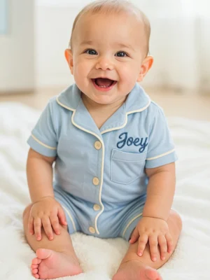Embroidered Baby PJ Onesie – Summer