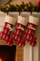 Personalised Red & White Santa Stocking with Acrylic Tag