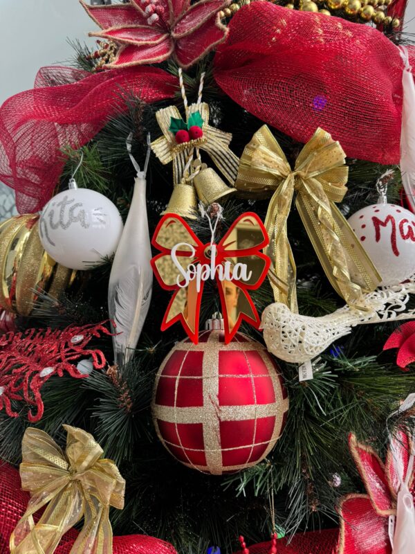 Personalised Acrylic Bow Bauble