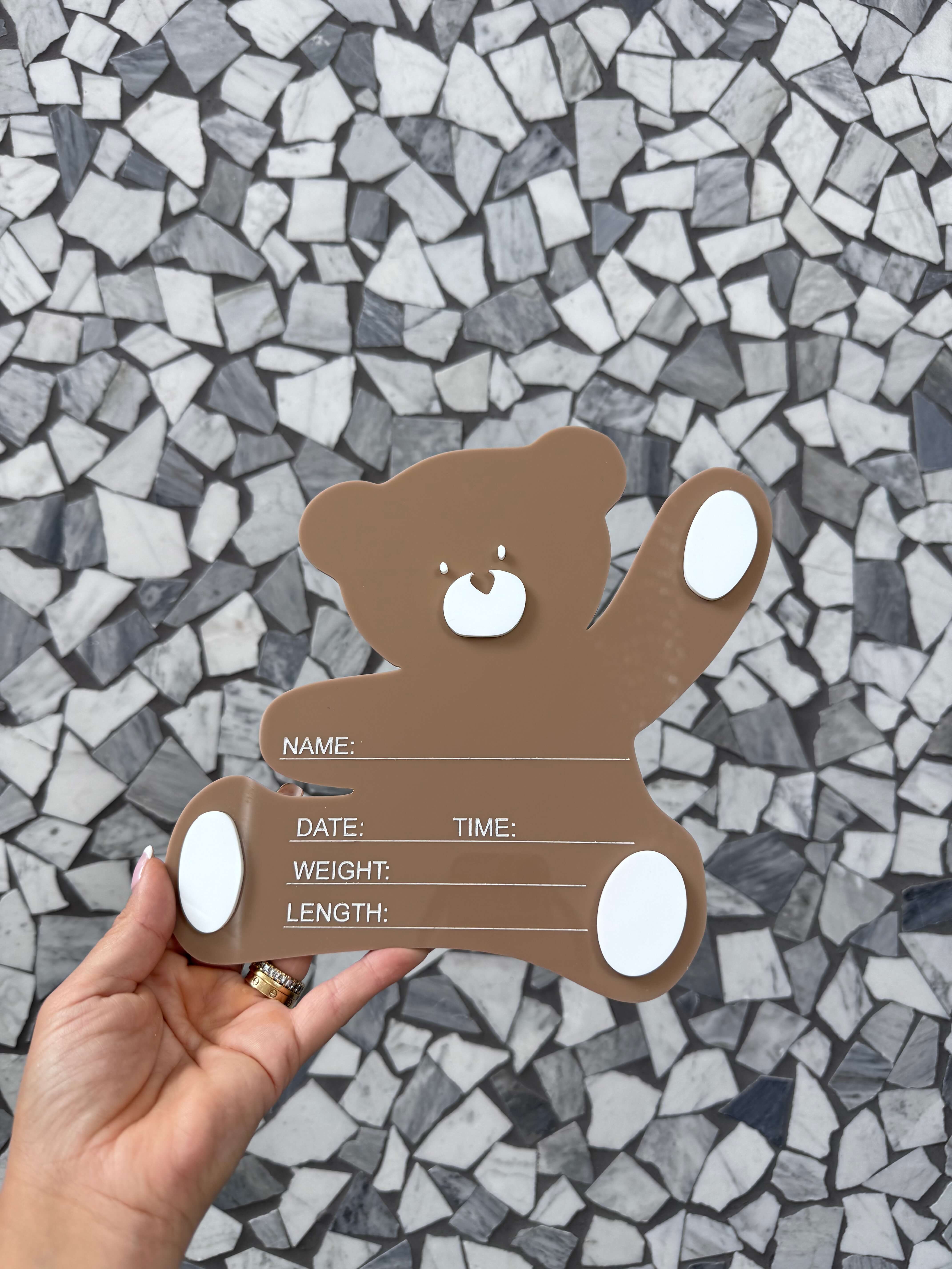 hello world bear plaque